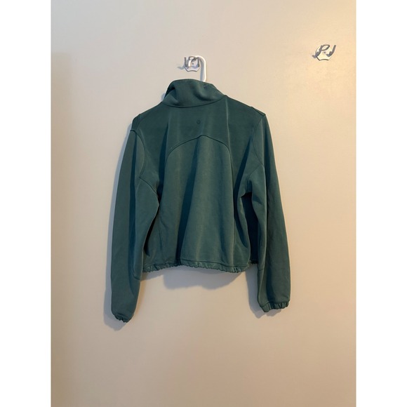 Lululemon Cropped Quarter Zip Sweatshirt Teal Corduroy Accents Pullover Women's - Picture 4 of 6